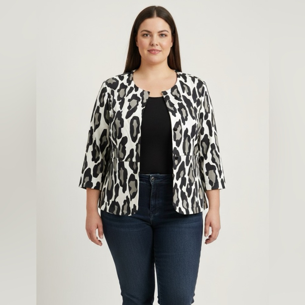 Sandro Black and White Animal Print Blazer